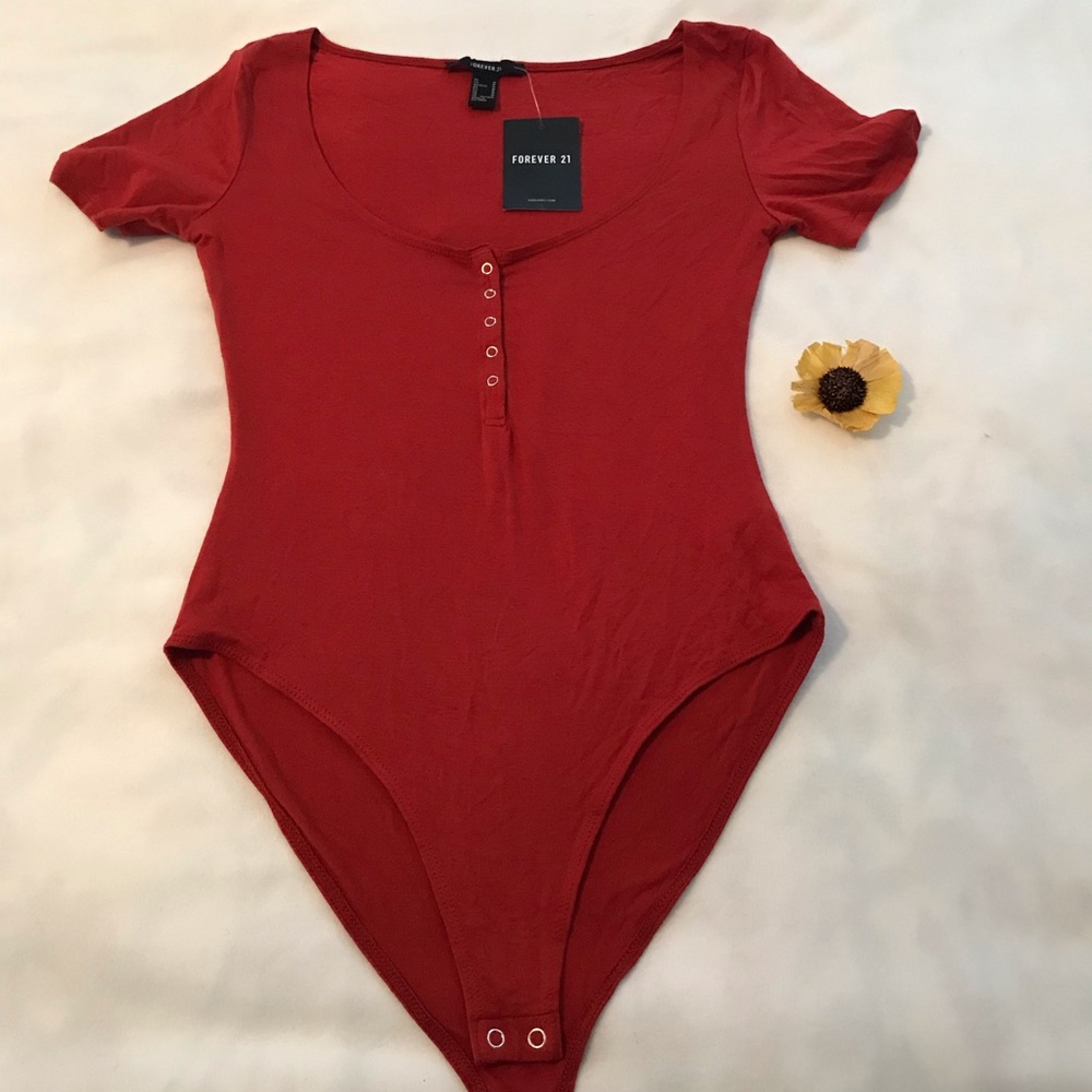 New W. Tags Dark Orange Forever 21 Body Suit - Picture 2 of 7